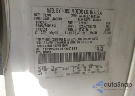 2001 Ford F-150 King Ranch Edition/Lariat/Xlt from USA, damaged, VIN 1FTRW08L21KA41983